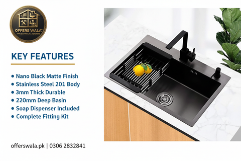 Verona Kitchen Sink 6045 Nano Black Key Features Banner