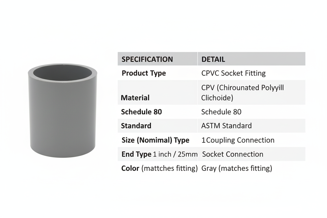 CPVC Socket Technical Specifications - Schedule 80, ASTM Standard