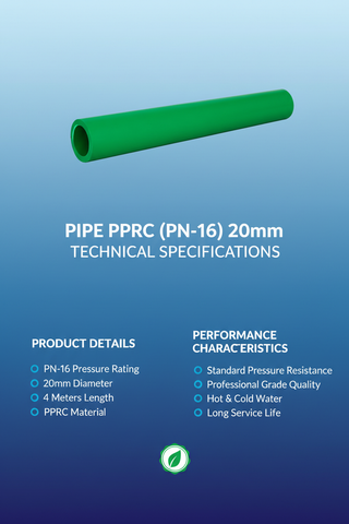 Pipe PPRC PN-16 20mm Technical Specifications