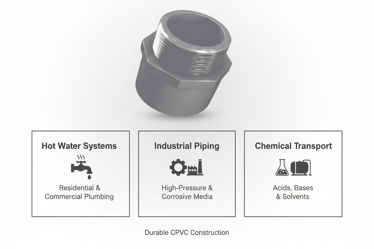 CPVC Male Adapter Applications - Hot Water Systems, Industrial Piping, Chemical Transport