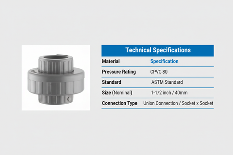 CPVC Union Technical Specifications - Schedule 80, ASTM Standard