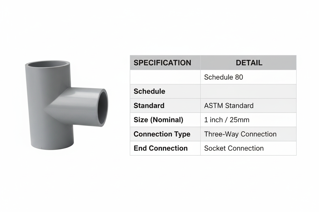 CPVC Tee Technical Specifications - Schedule 80, ASTM Standard