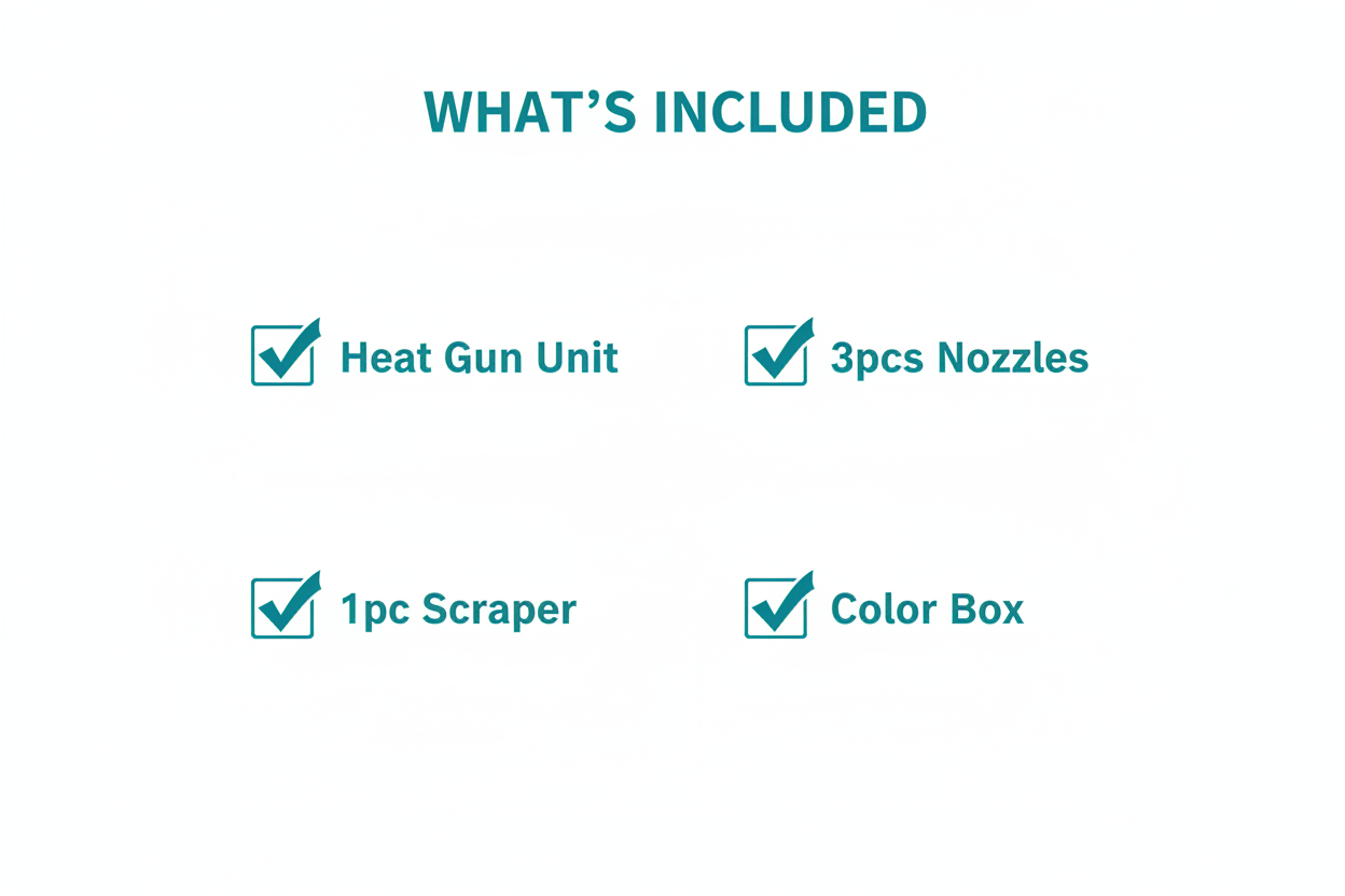 Total TB20036 Package Contents - Heat Gun, 3 Nozzles, Scraper