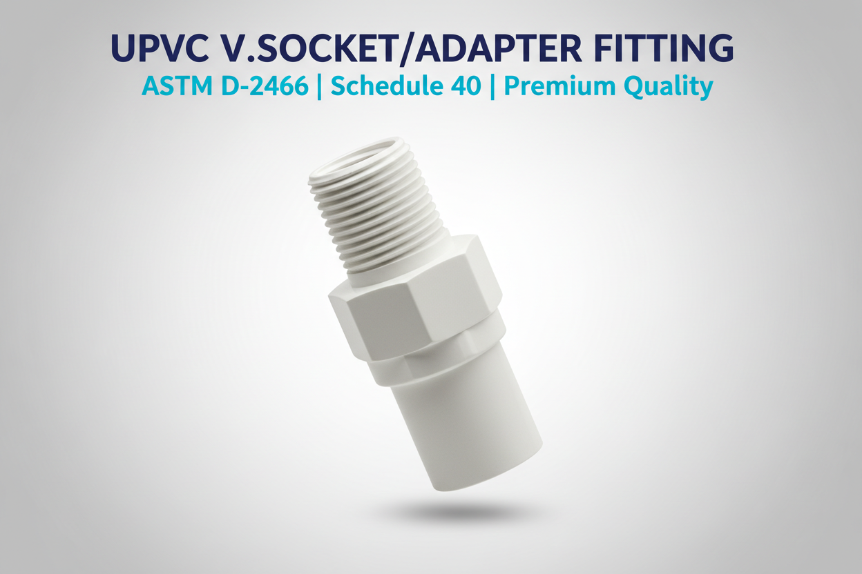 UPVC V.Socket/Adapter Fitting - ASTM D-2466 Schedule 40 Premium Quality
