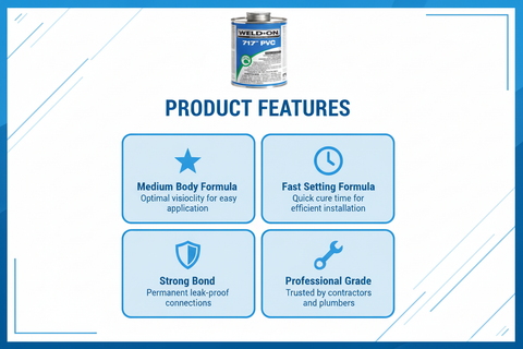Product features - Medium Body Formula, Fast Setting, Strong Bond, Professional Grade