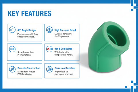 Elbow 45° PPRC PN-25 40mm Product Features