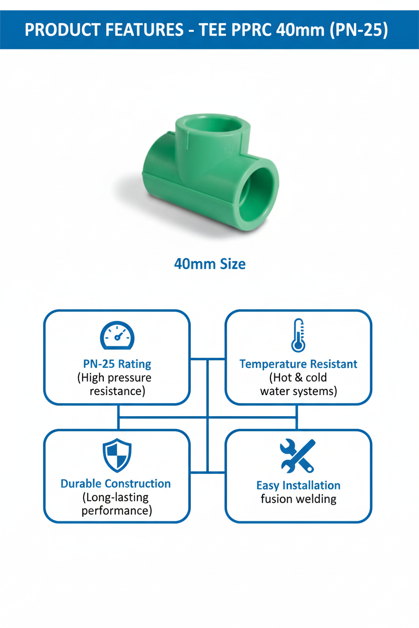 Tee PPRC PN-25 40mm Product Features