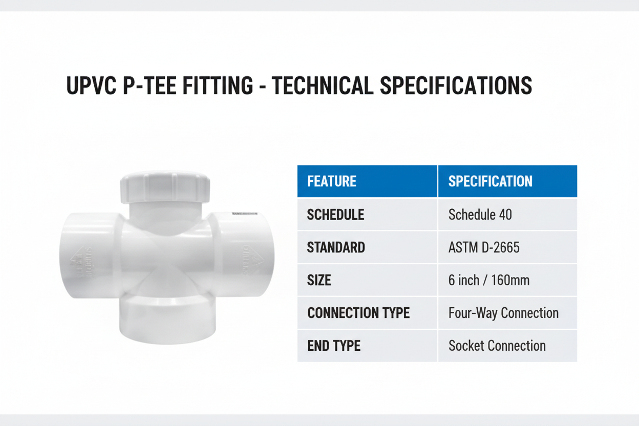 UPVC P-Tee Technical Specifications - Schedule 40, ASTM D-2665
