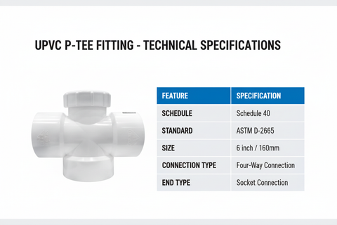 UPVC P-Tee Technical Specifications - Schedule 40, ASTM D-2665