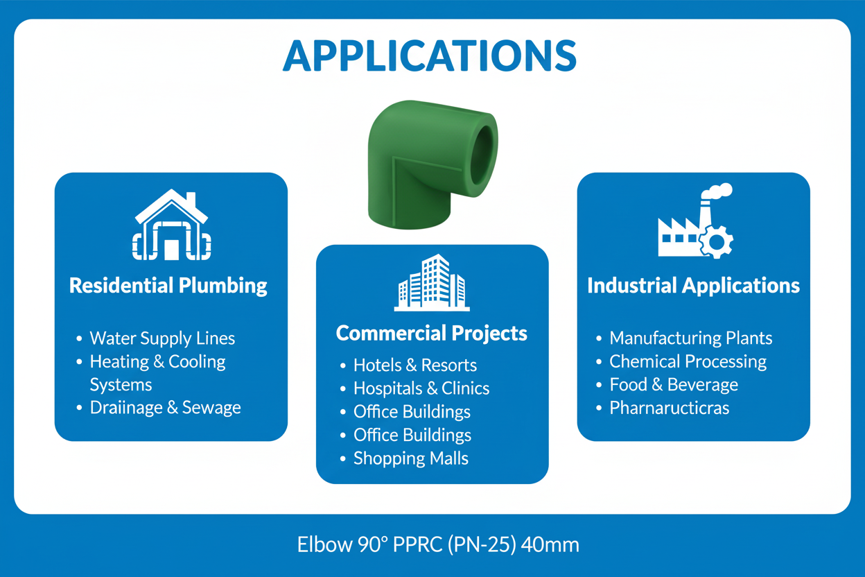 Elbow 90° PPRC PN-25 40mm Applications