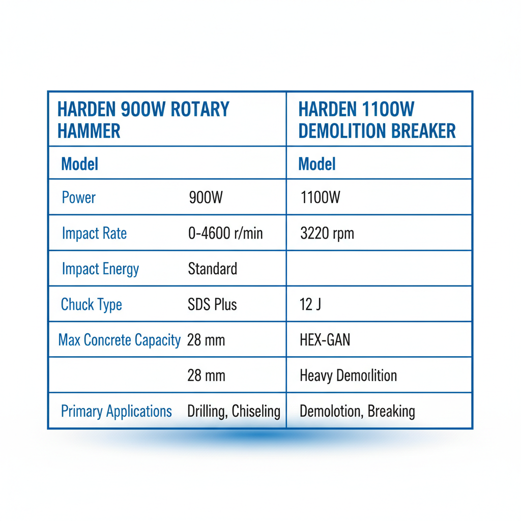 Harden 900W vs 1100W Comparison Table and Specifications