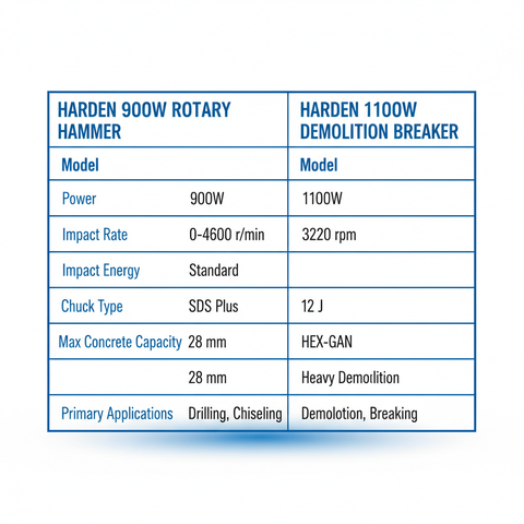 Harden 900W vs 1100W Comparison Table and Specifications