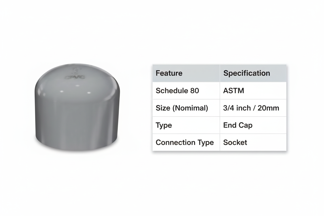 CPVC End Cap Technical Specifications - Schedule 80, ASTM Standard