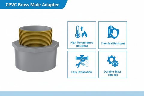 CPVC Brass Male Adapter Features - High Temperature Resistant, Chemical Resistant, Easy Installation, Durable