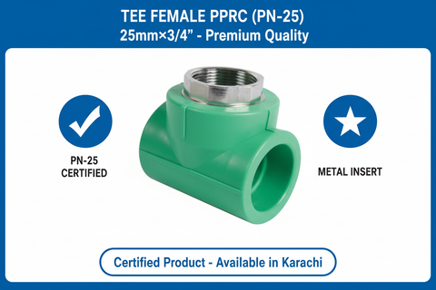 Tee Female PPRC PN-25 25mm×3/4 inch Quality Certification