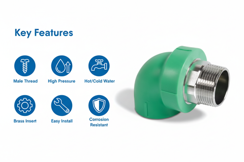 Elbow Male PPRC PN-25 32mm*1/2" Product Features