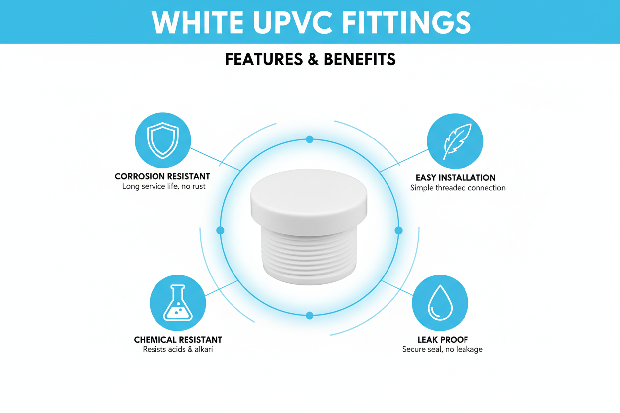 White UPVC End Cap Features - Corrosion Resistant, Easy Installation, Chemical Resistant, Leak Proof