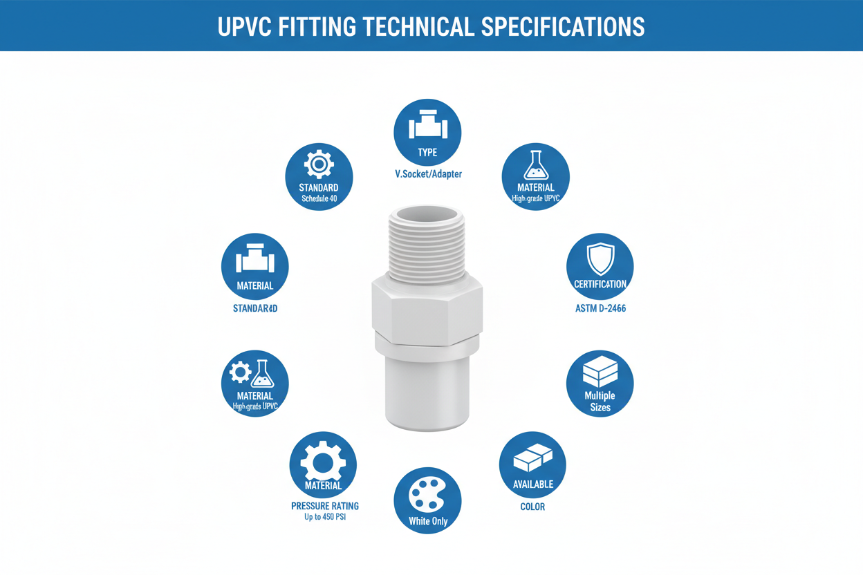 UPVC V.Socket/Adapter Technical Specifications - Schedule 40, ASTM D-2466