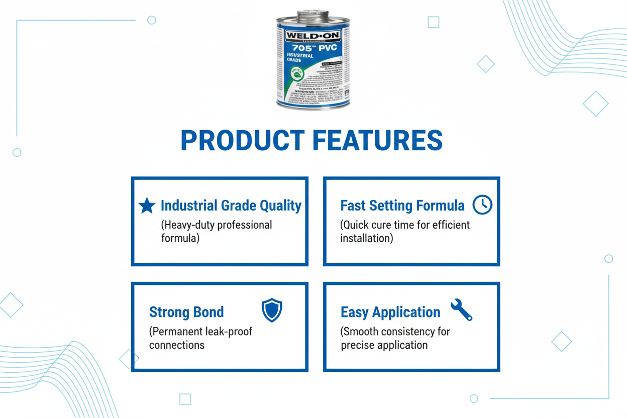 Product features - Industrial Grade Quality, Fast Setting, Strong Bond, Easy Application