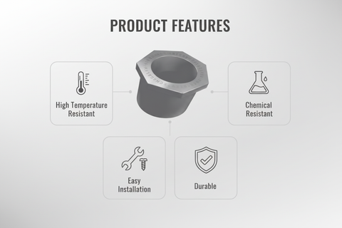 Gray CPVC Reducer Bush Features - High Temperature Resistant, Chemical Resistant, Easy Installation, Durable