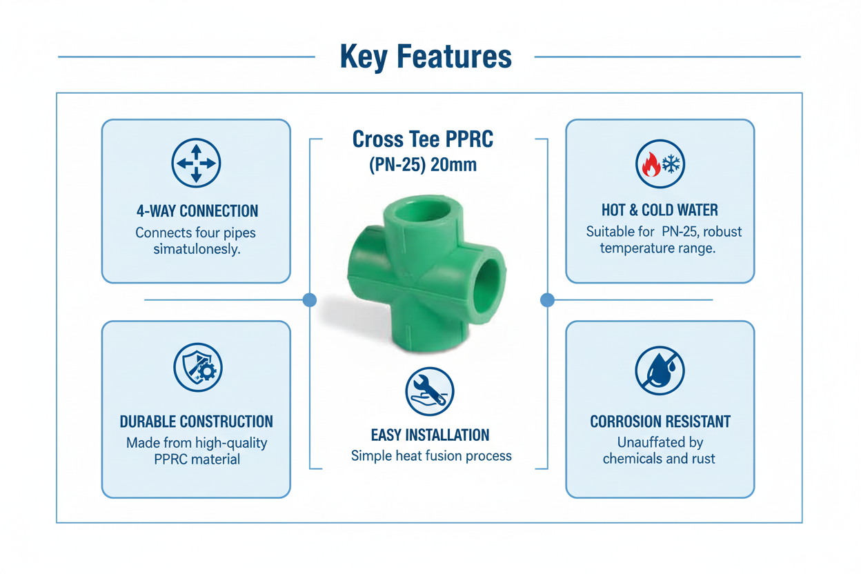 Cross Tee PPRC PN-25 20mm Product Features