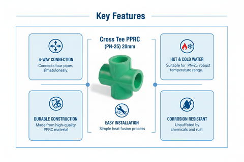 Cross Tee PPRC PN-25 20mm Product Features