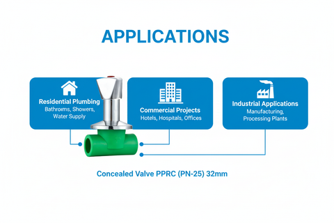 Concealed Valve PPRC PN-25 32mm Applications