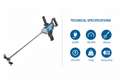 Dongcheng DQU02-160 Technical Specifications - 1010W Power, 780 RPM, 160mm Paddle