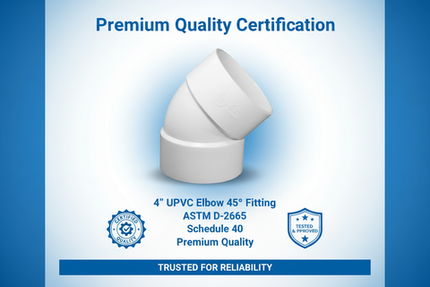 UPVC Elbow 45° Fitting - ASTM D-2665 Schedule 40 Premium Quality