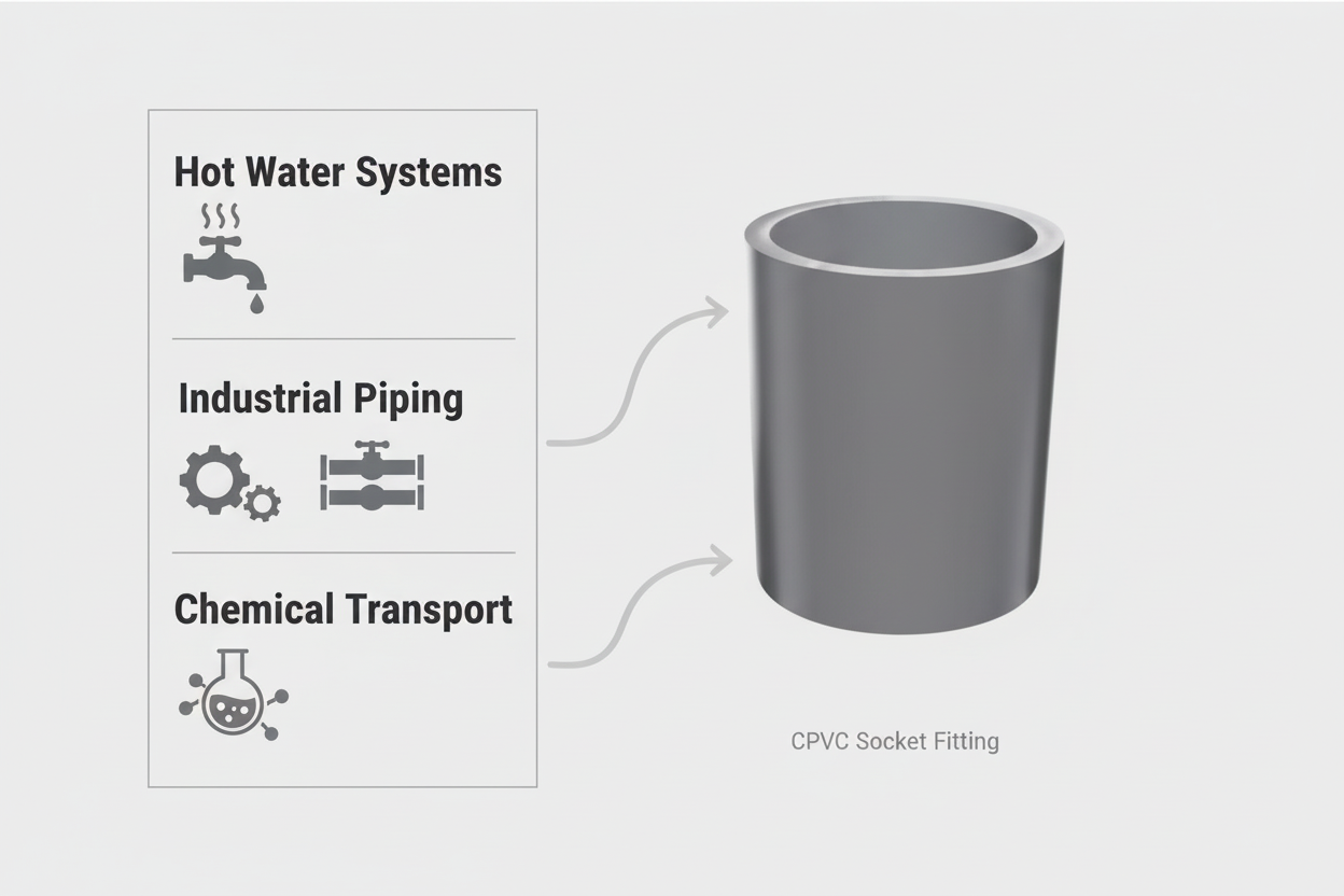 CPVC Socket Applications - Hot Water Systems, Industrial Piping, Chemical Transport
