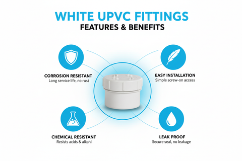 White UPVC Clean Insert Features - Corrosion Resistant, Easy Installation, Chemical Resistant, Leak Proof
