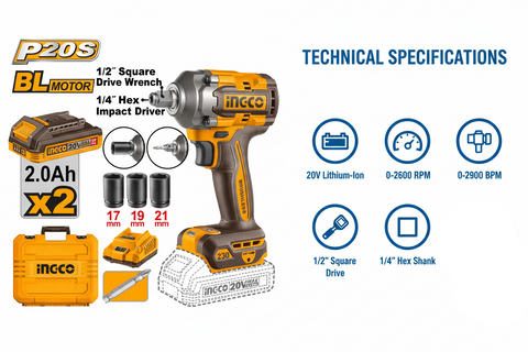 Ingco CIWLI20236 Technical Specifications - 20V Power, 230N.m Torque, 2 in 1