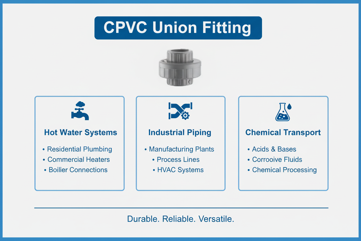 CPVC Union Applications - Hot Water Systems, Industrial Piping, Chemical Transport
