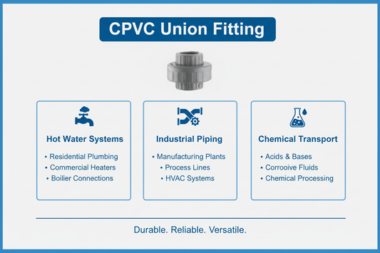 CPVC Union Applications - Hot Water Systems, Industrial Piping, Chemical Transport