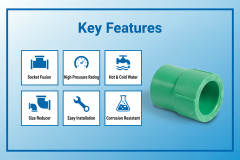 Features and benefits of PN-25 certified reducing socket PPRc fitting