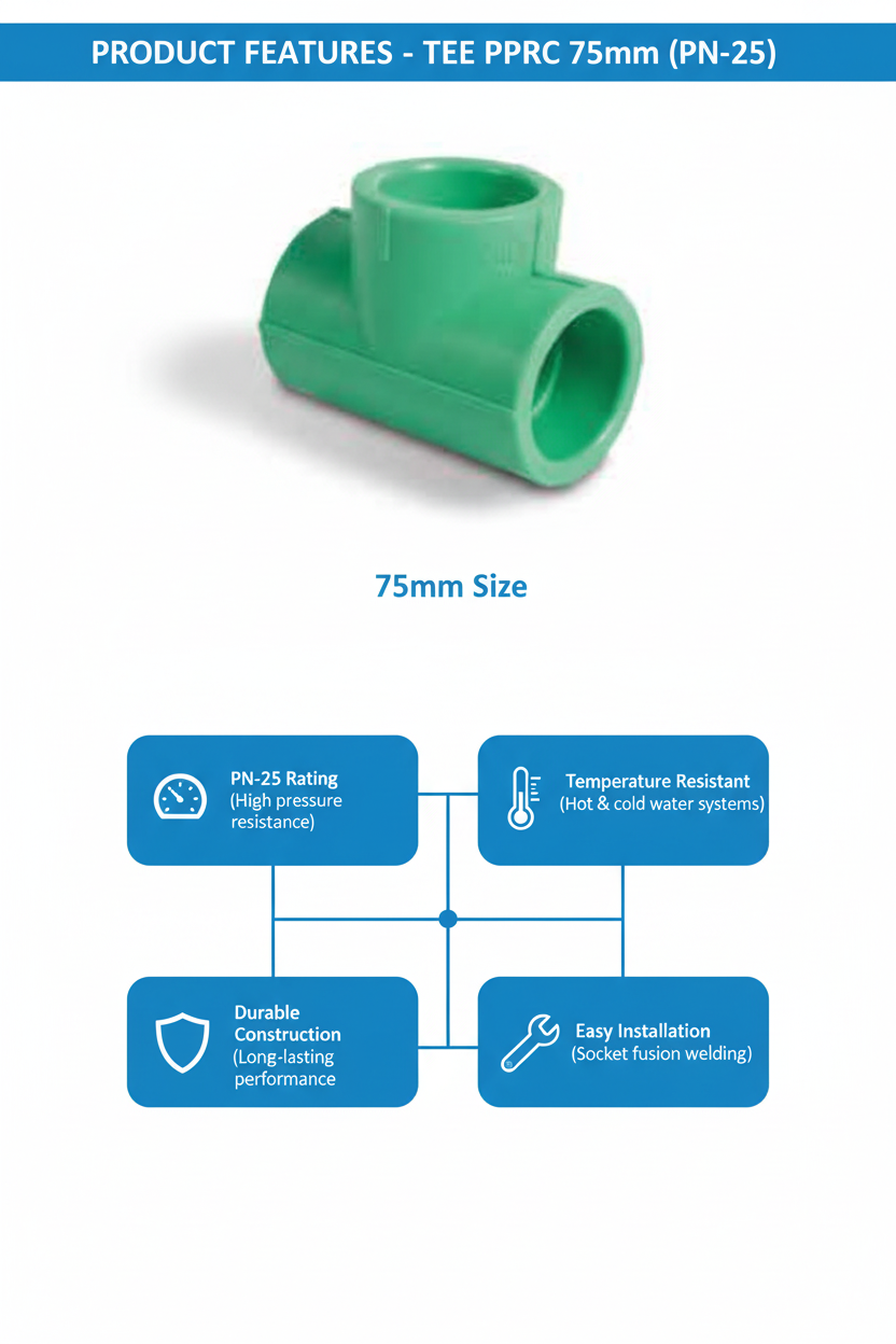 Tee PPRC PN-25 75mm Product Features