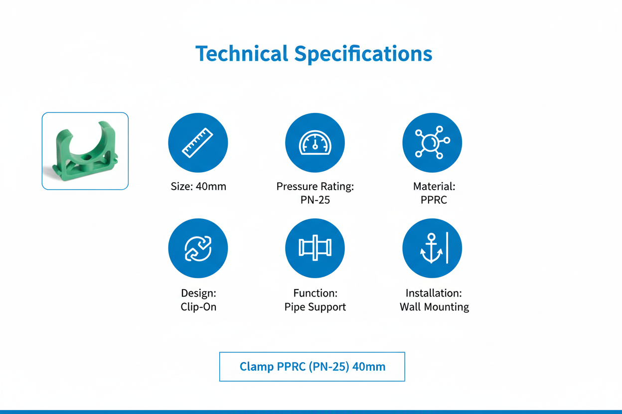 Clamp PPRC PN-25 40mm Technical Specifications