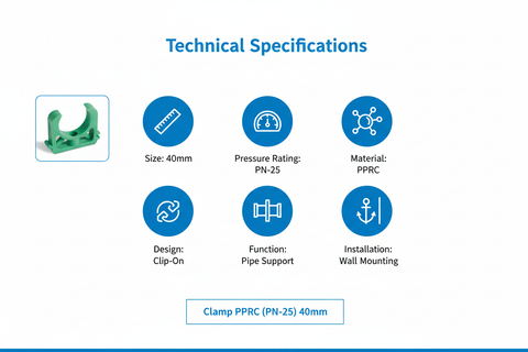 Clamp PPRC PN-25 40mm Technical Specifications