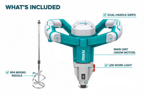 Total TD614006 Package Contents - Mixer, Paddle, Dual Handles, LED Light
