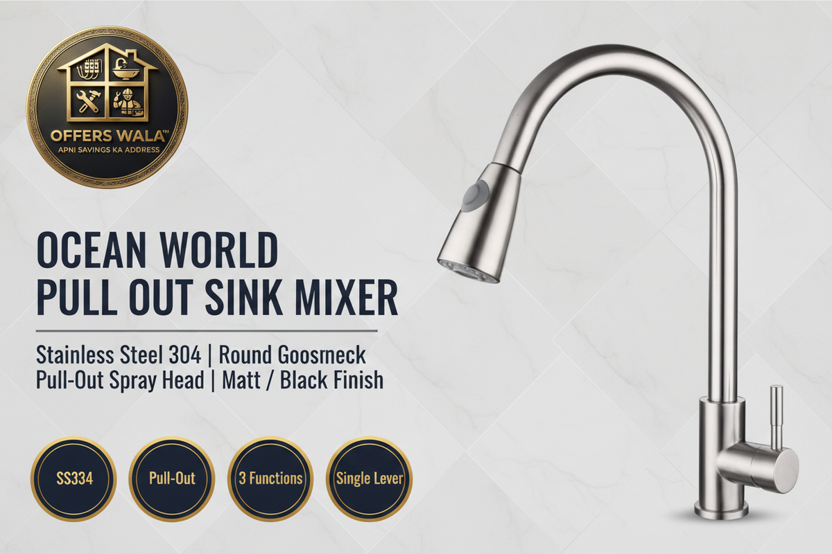 Ocean World Pull Out Sink Mixer – Hero Banner A+ Image