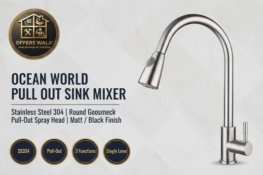 Ocean World Pull Out Sink Mixer – Hero Banner A+ Image