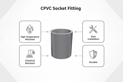 Gray CPVC Socket Features - High Temperature Resistant, Chemical Resistant, Easy Installation, Durable