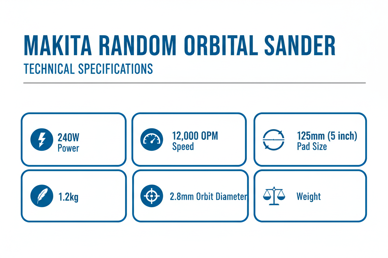 Makita Sander Specifications - 240W, 12000 OPM