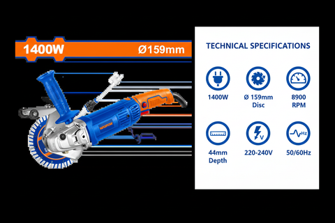 Wadfow WWAL151401 Technical Specifications - 1400W Power, 159mm Disc, 8900 RPM