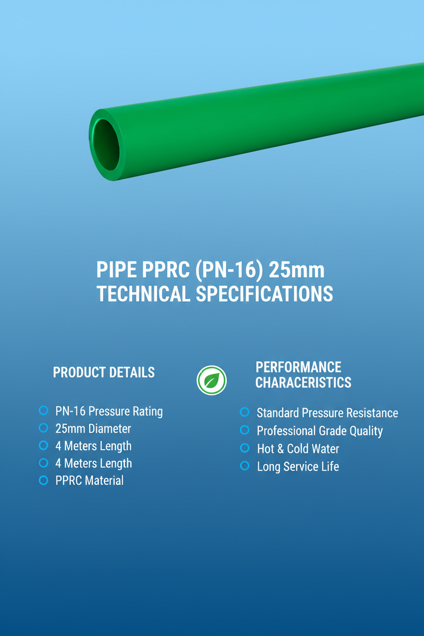 Pipe PPRC PN-16 25mm Technical Specifications