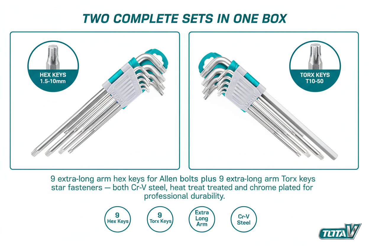Total THT106KT0181 Two Complete Sets - 9 Hex Keys and 9 Torx Keys