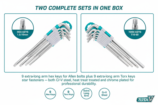 Total THT106KT0181 Two Complete Sets - 9 Hex Keys and 9 Torx Keys