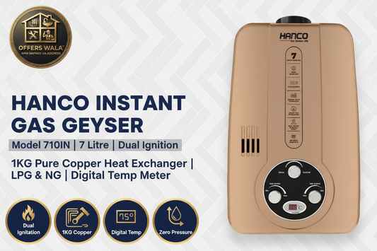 Hanco 710IN Instant Gas Geyser – Hero Banner A+ Image