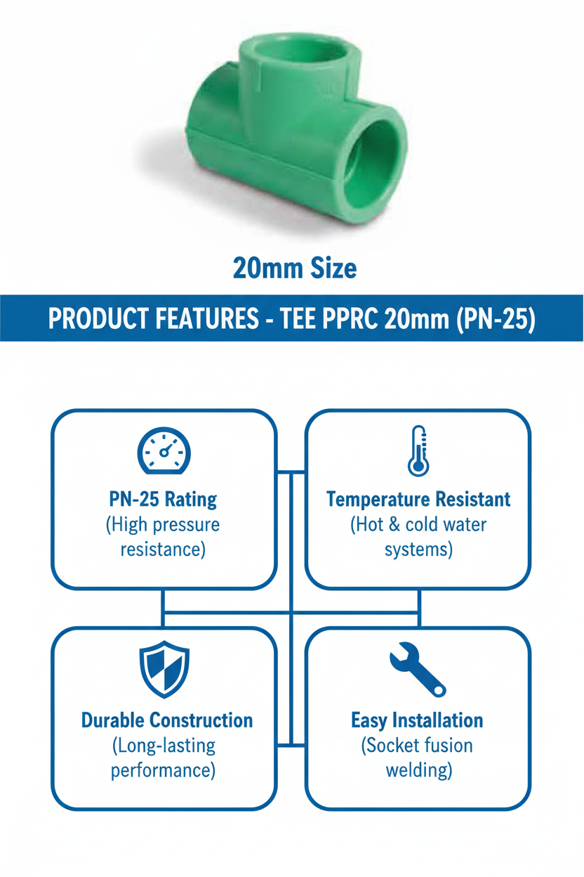 Tee PPRC PN-25 20mm Product Features