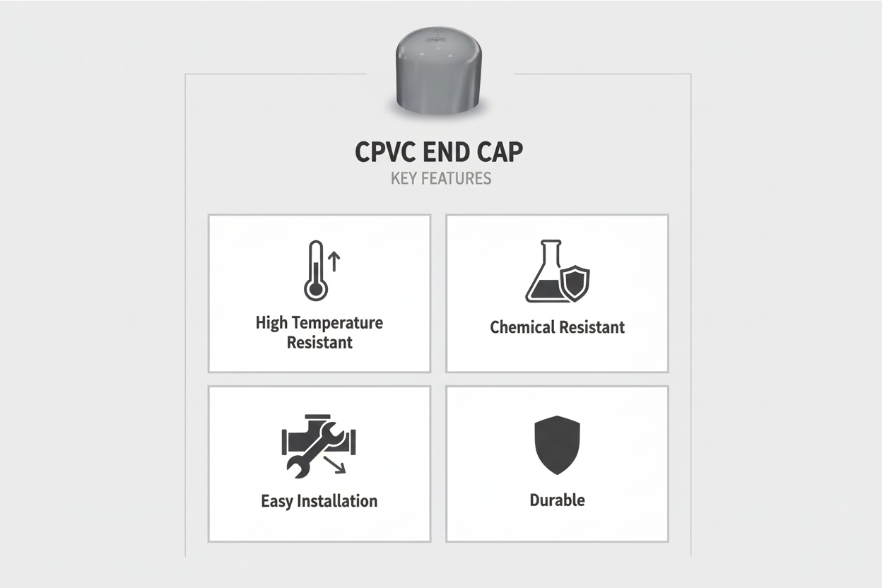 Gray CPVC End Cap Features - High Temperature Resistant, Chemical Resistant, Easy Installation, Durable